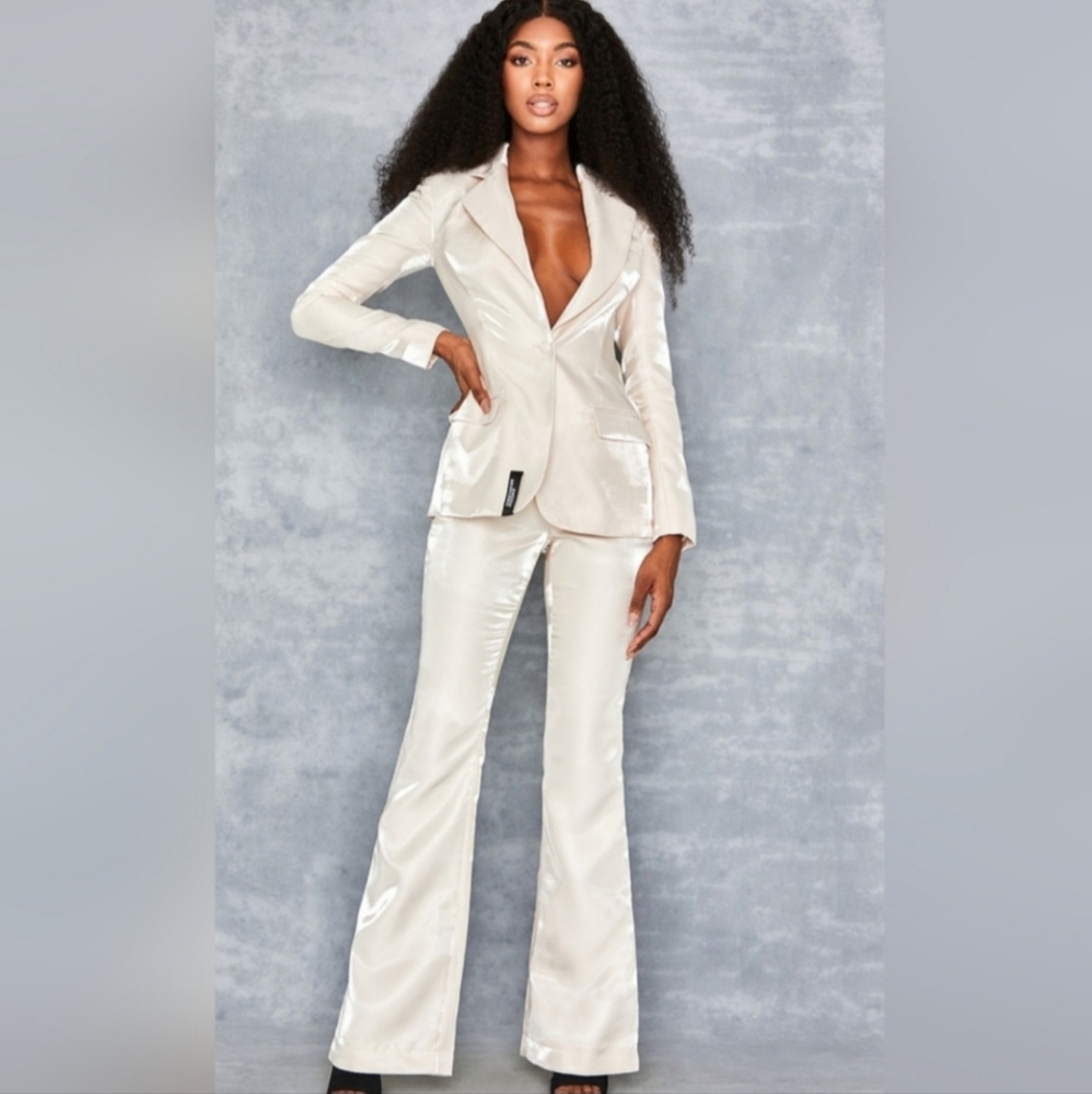 🤍✨️House Of CB/MISTRESS ROCKS/ HOUSE OF CB Elegant Satin Cream Trousers M